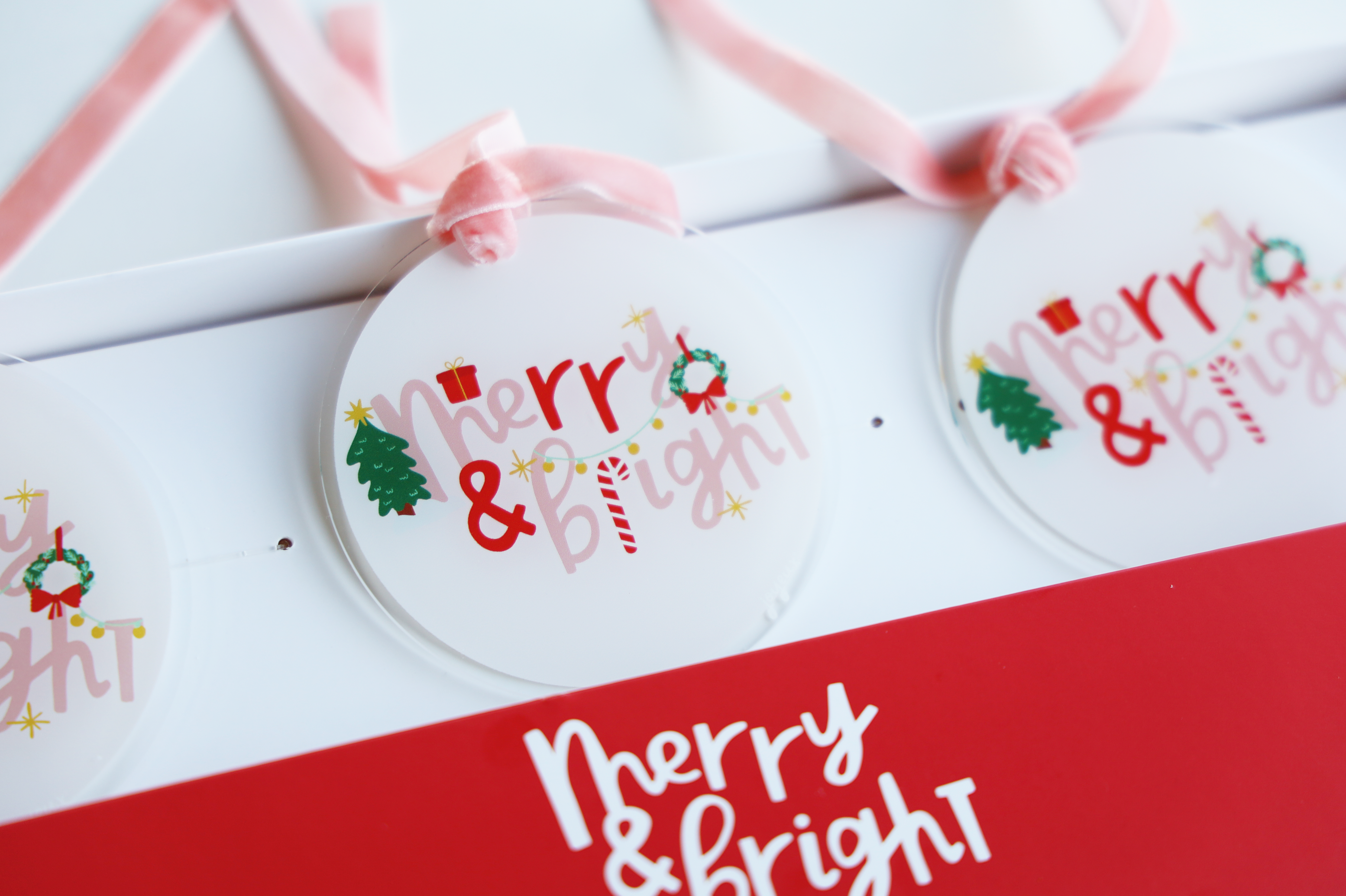 Merry & Bright Acrylic Gift Tag Set Of 3