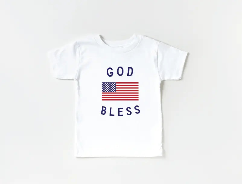 Classic God Bless The Usa 4th Of July Kids Graphic Tee