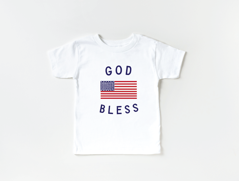 Classic God Bless The Usa 4th Of July Kids Graphic Tee