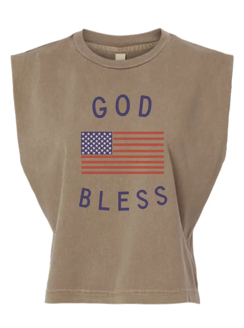 God Bless America Vintage Faded Muscle Tank