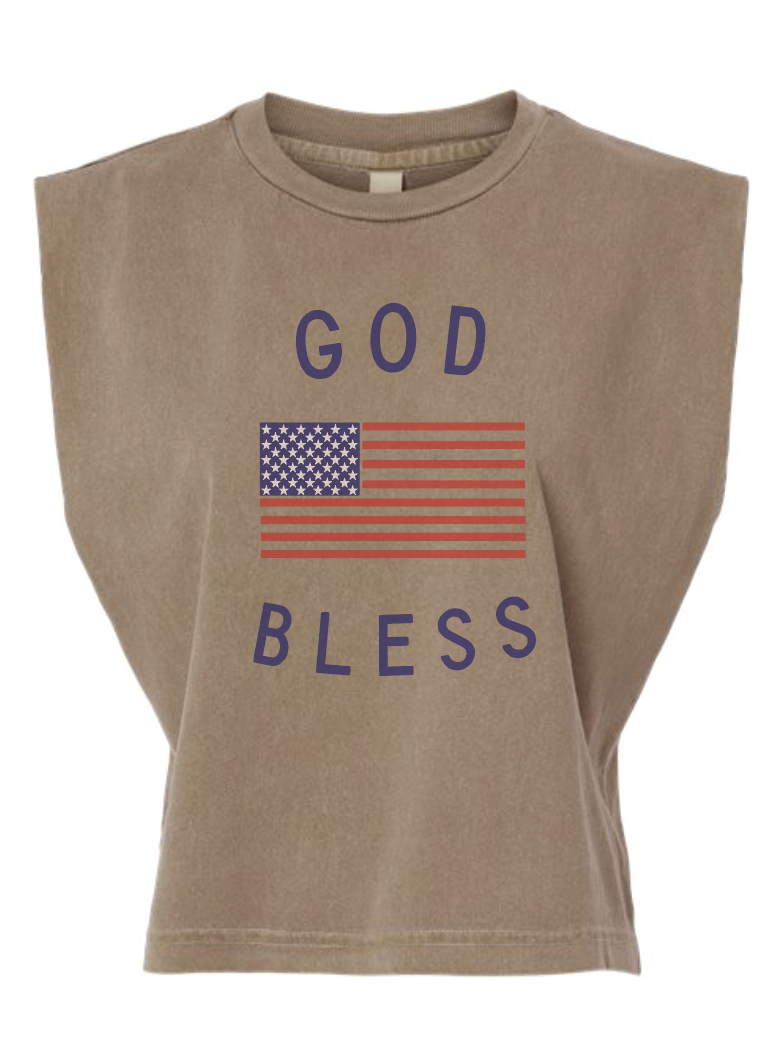 God Bless America Vintage Faded Muscle Tank