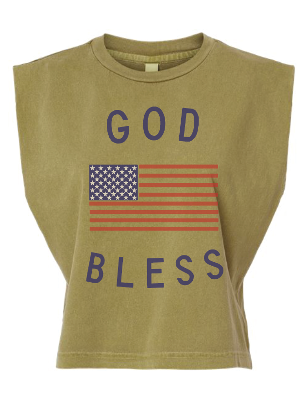 God Bless America Vintage Faded Muscle Tank