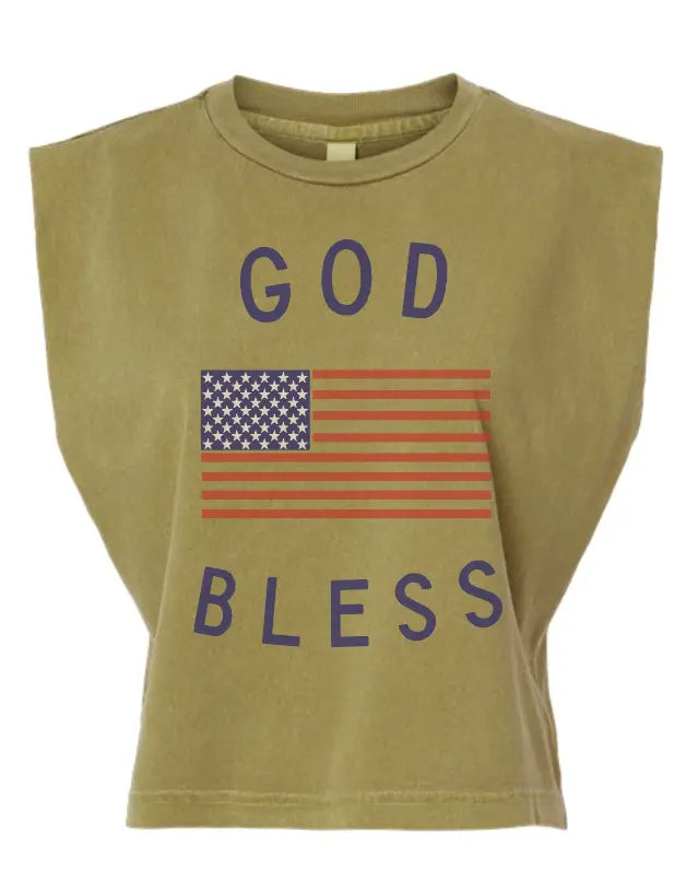 God Bless America Vintage Faded Muscle Tank