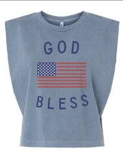God Bless America Vintage Faded Muscle Tank