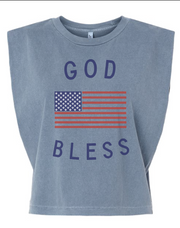 God Bless America Vintage Faded Muscle Tank