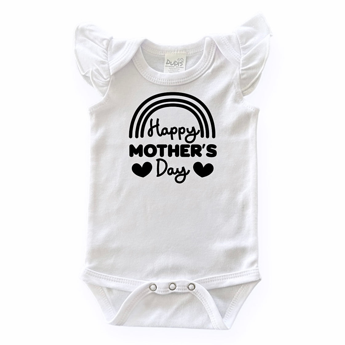 Happy Mother's Day Flutter Sleeve White Bodysuit