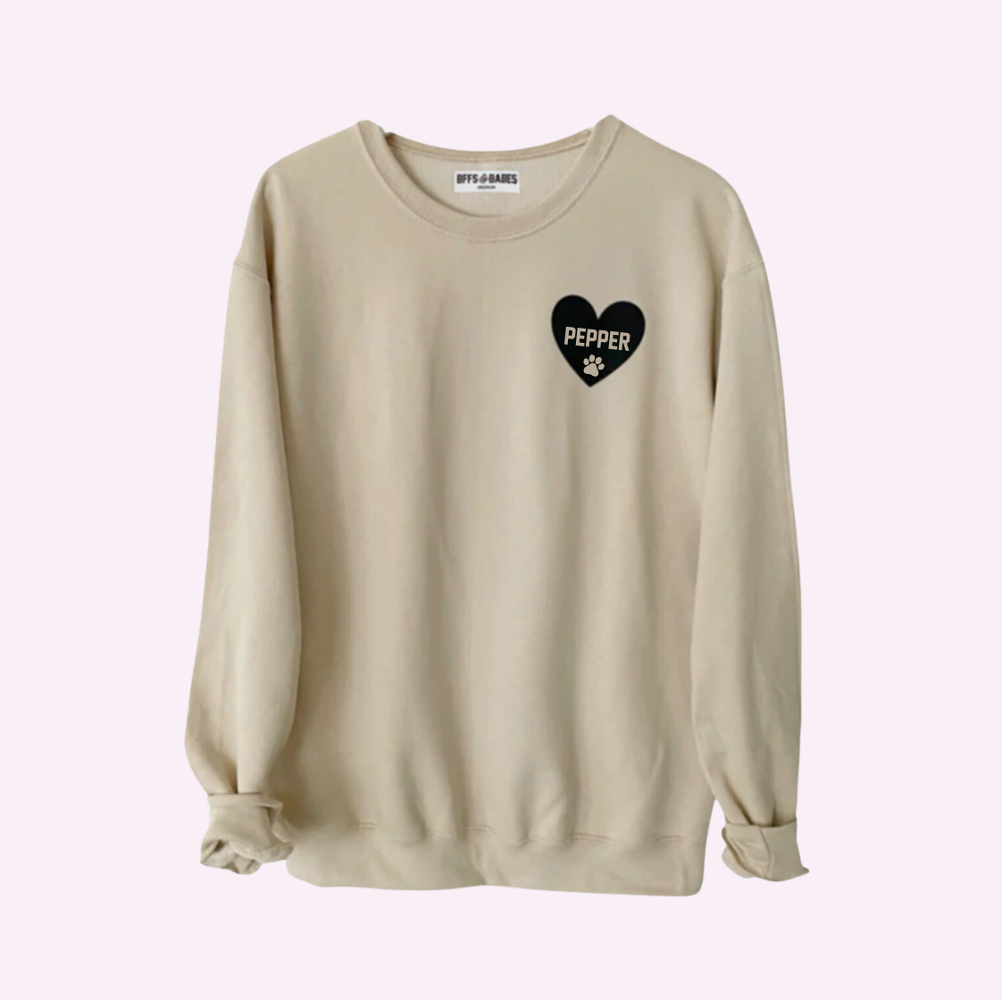 Heart U Most ♡ Beige Personalizable Sweatshirt With Paw Print