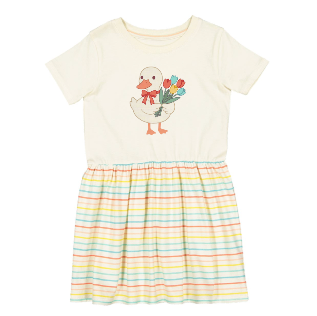 Floral Duck ♡ Striped Infant Dress