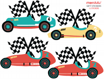 Vintage Race Car Stickers For Gift Bags