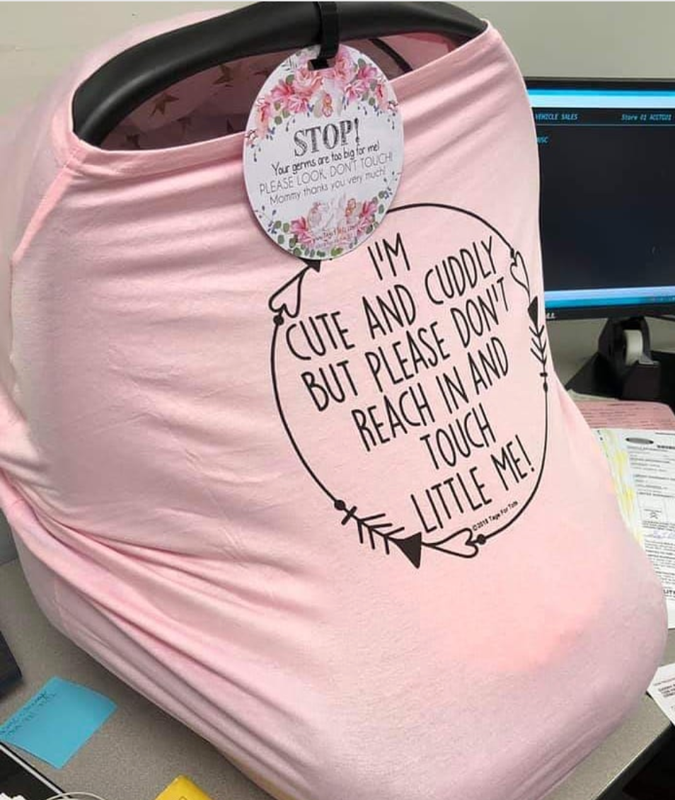 Pink Car Seat 5 In 1  Cover  – i'm Cute & Cuddly But Please Don't Touch Little Me