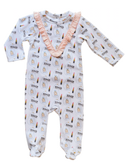 Coco Print Footie With Ruffle