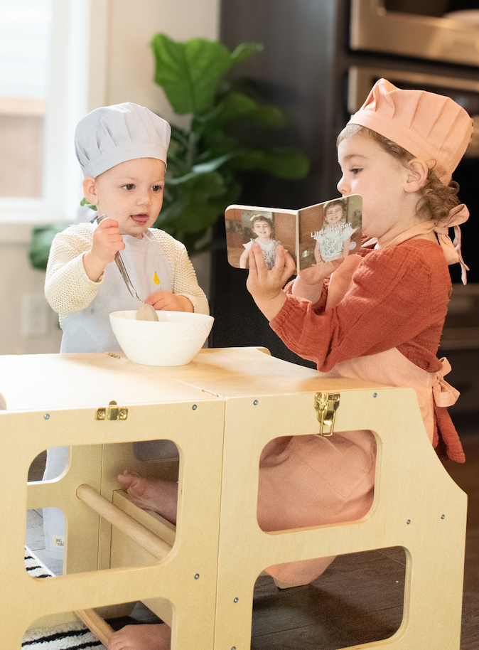 Blue Organic Cotton And Linen Apron Set