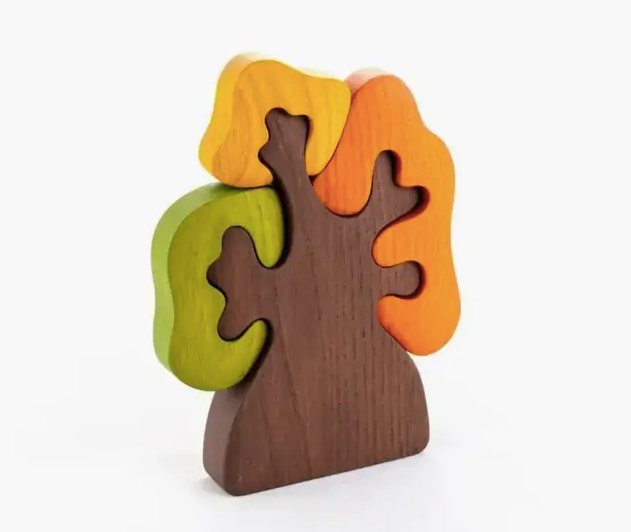 Wooden Autumn Tree With Fox And Bird Figurines