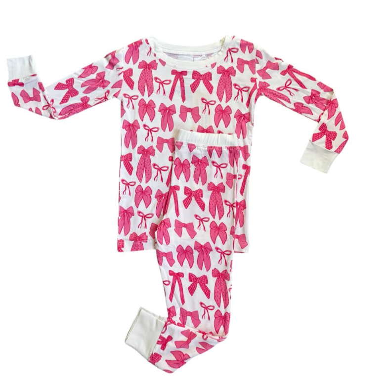 Hot Pink Bow | Two-piece Pajama Set