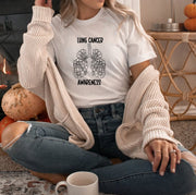 Lung Cancer Awareness- Hand Drawn Anatomical Lungs Graphic Tee- Handmade
