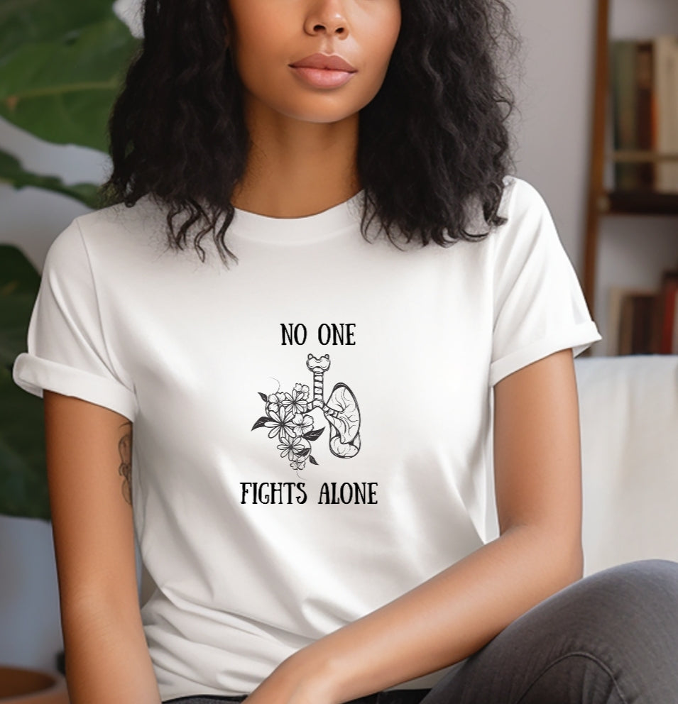 No One Fights Alone- Hand Drawn Floral Lungs Graphic Tee- Handmade