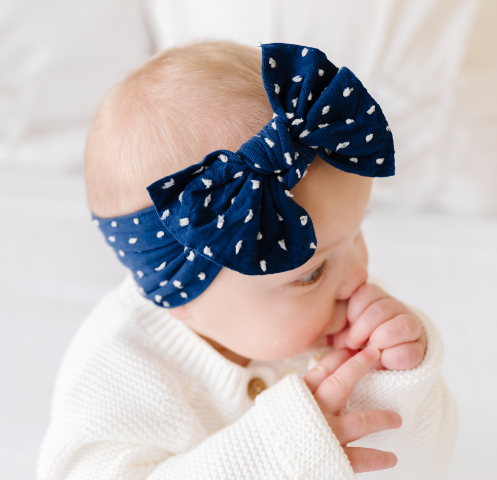 Patterned Shabby Knot: Navy Dot