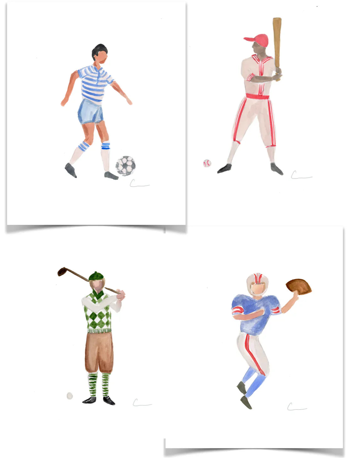 Sporty Retro Football Player Print