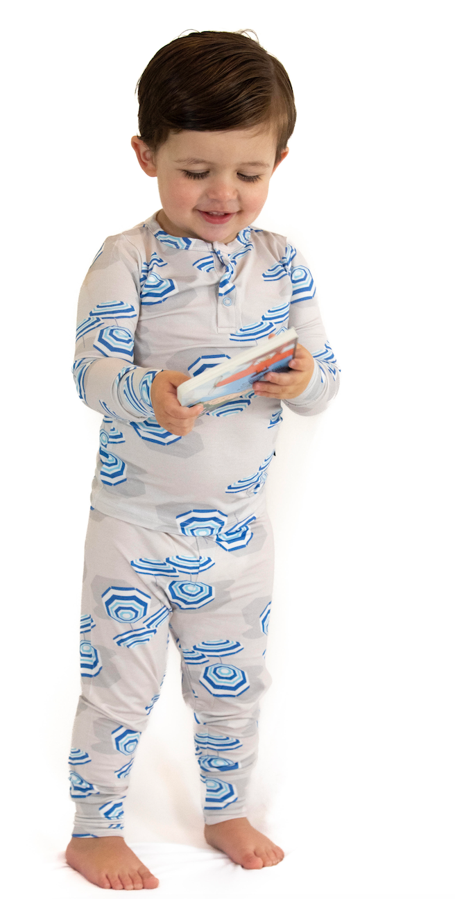 Amalfi Coast Beach Umbrella Navy Gray Two-piece Set