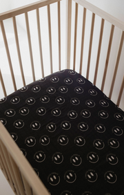 Muslin Crib Sheet | Charcoal & White Ff Smile