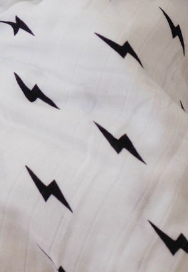 Muslin Swaddle | White & Black Lightning Bolt