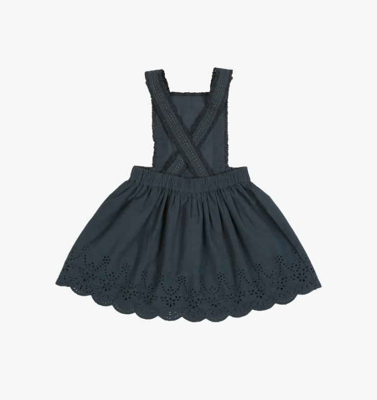 Elea | Corduroy Cotton Anglaise Dress | Vintage Blue