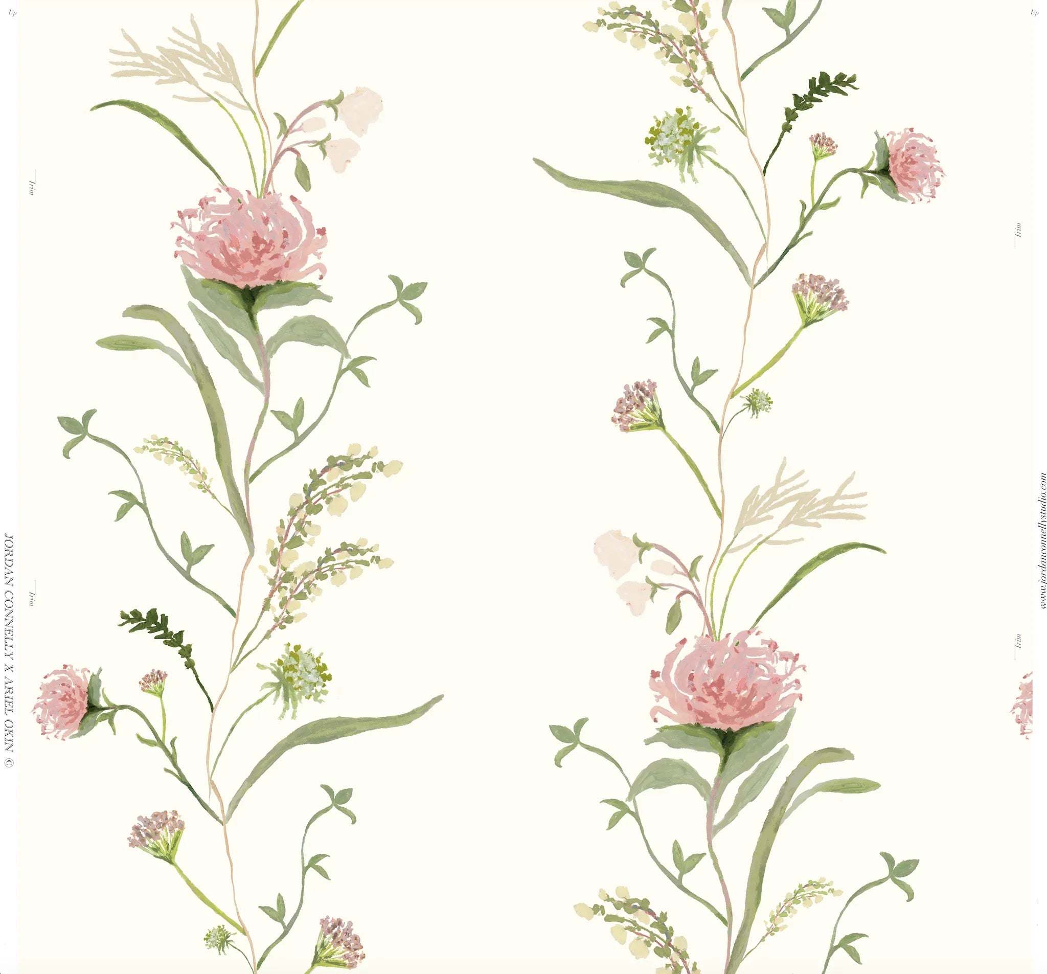 French Vine In Rose Garden- Fabric