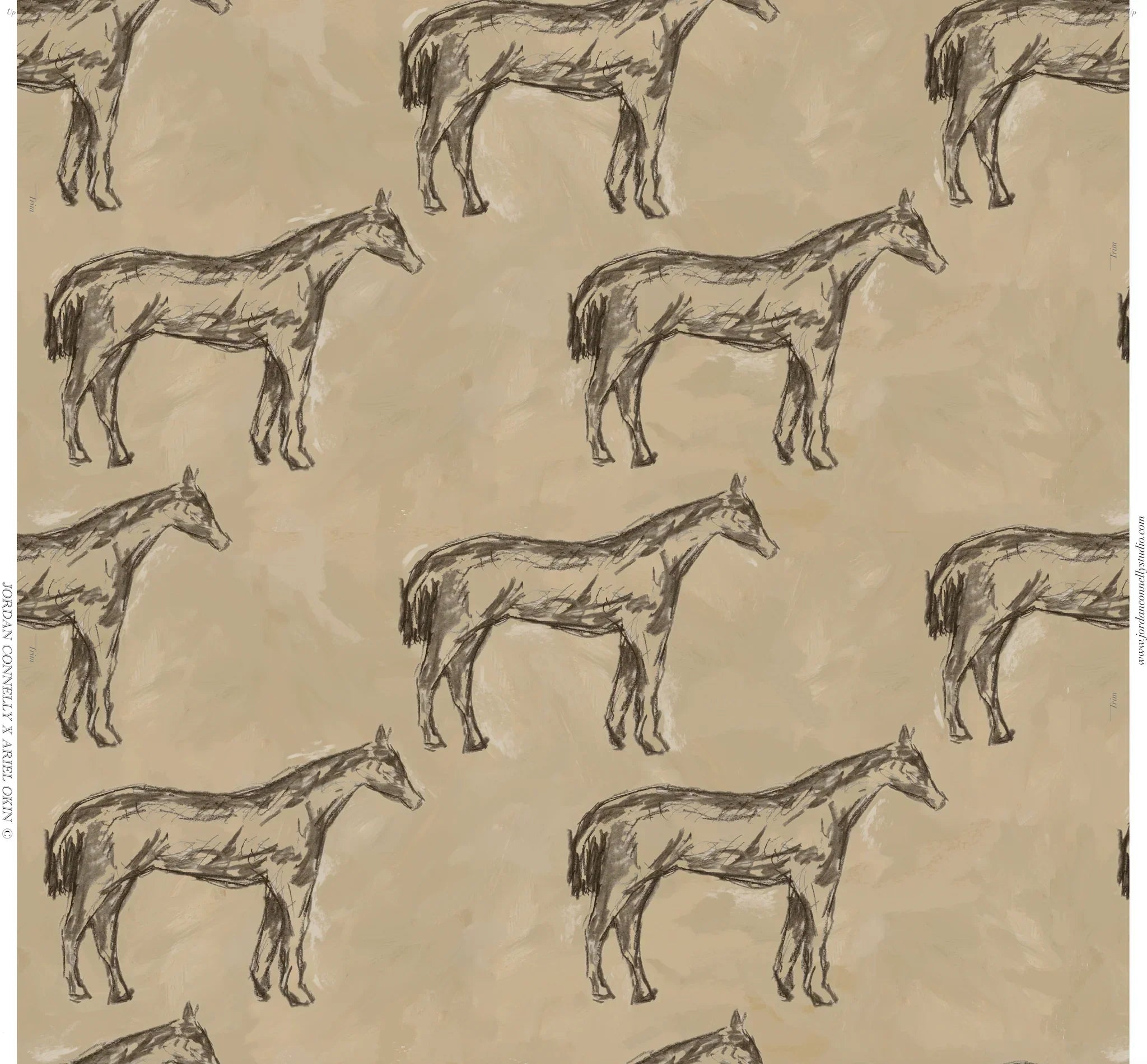 Antique Parchment Horse In Parchment Fabric Swatch