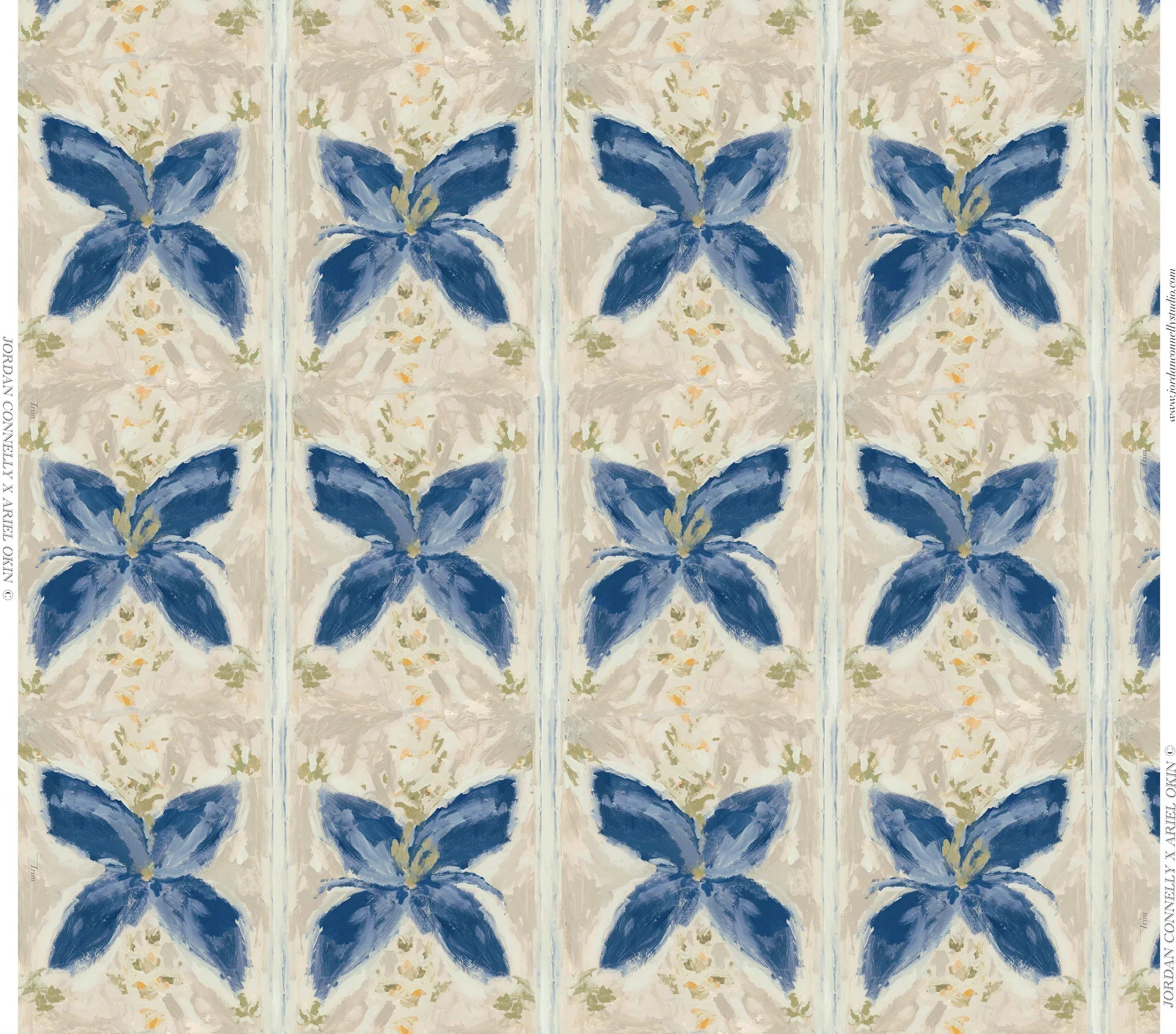 Spanish Floral Tile In Sand Wallpaper
