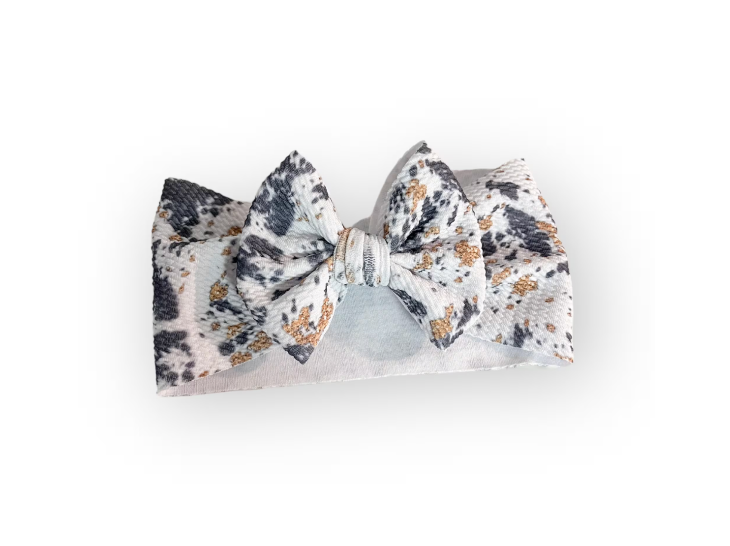 Black And Gold Cow Print Headwrap Bow