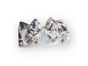 Black And Gold Cow Print Headwrap Bow