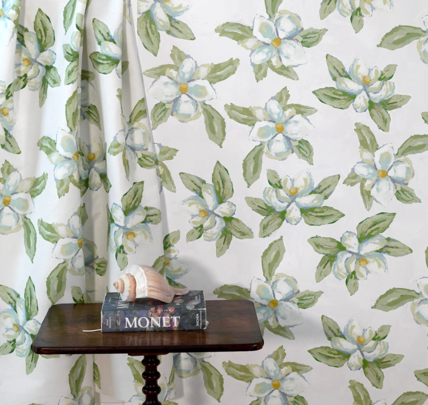 Magnolias For Lucie In White Wallpaper