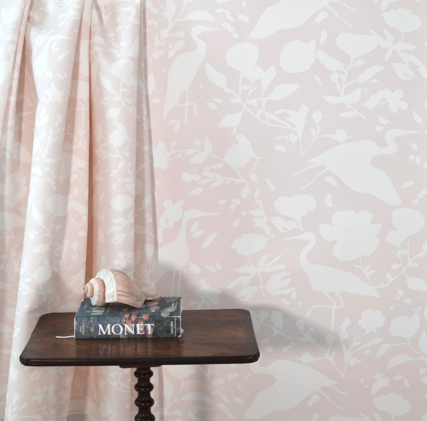 Egrets For Hadley In White & Blush- Fabric