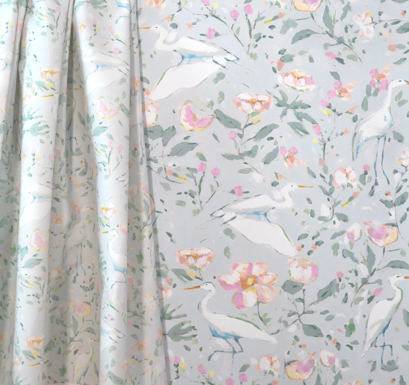 Egrets For Hadley In Soft Blue Wallpaper