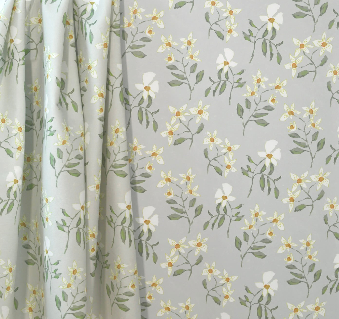 Flowers For Betsy In Soft Green- Fabric