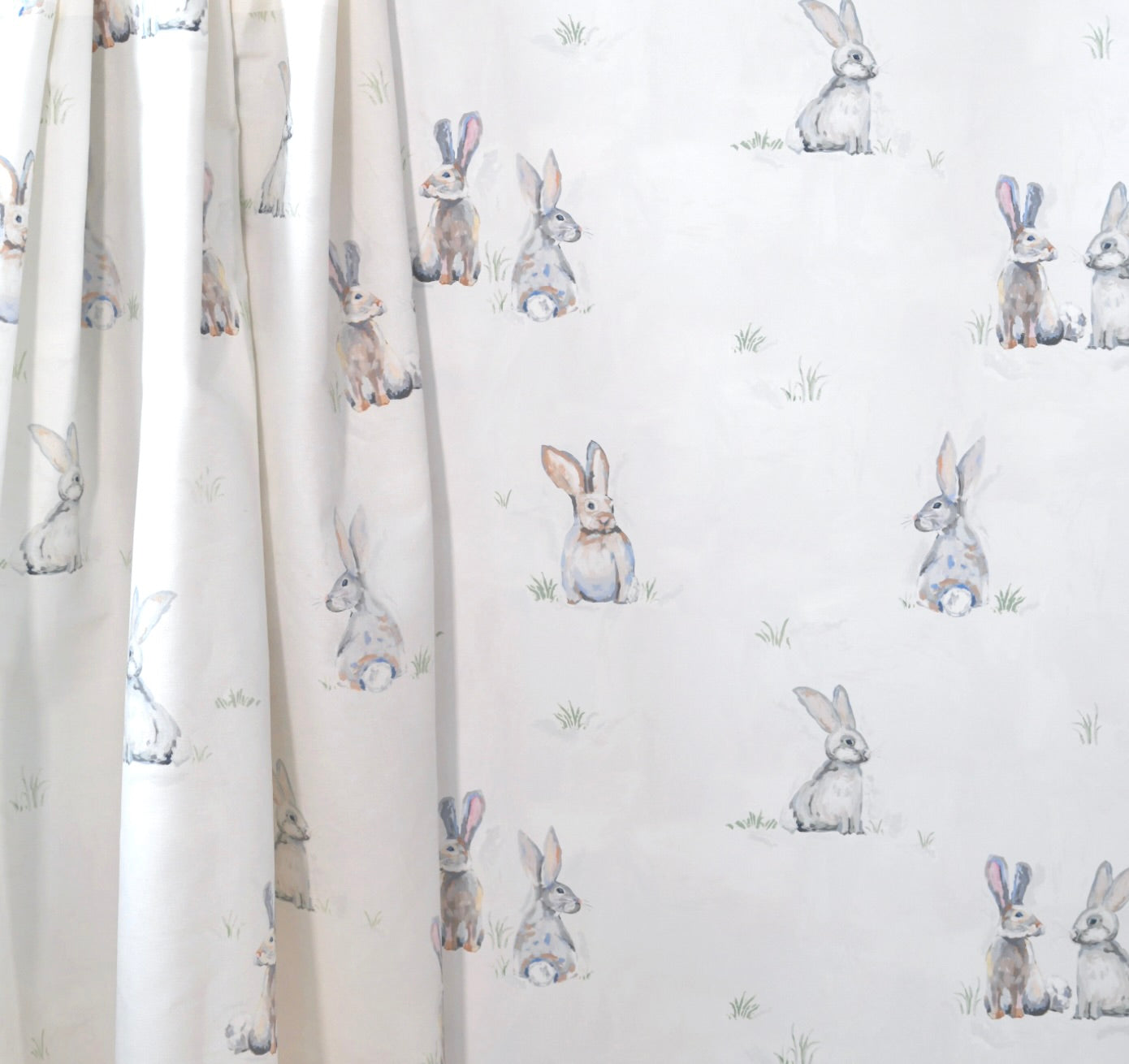 Bunnies For Charlotte In White- Fabric