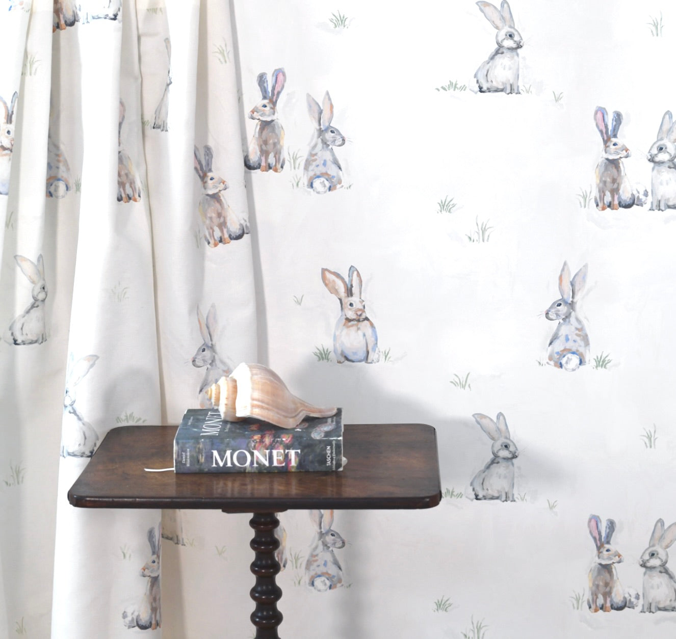 Bunnies For Charlotte In White- Fabric