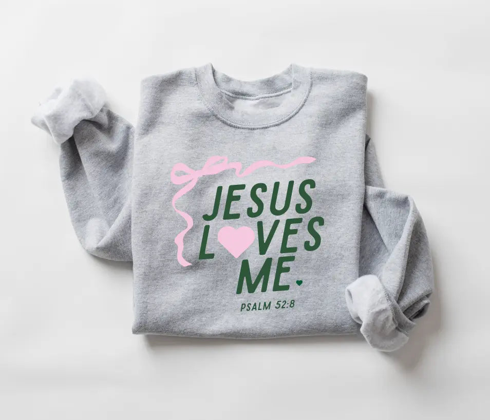 "jesus Loves Me" Ribbon Sweatshirt- Adult
