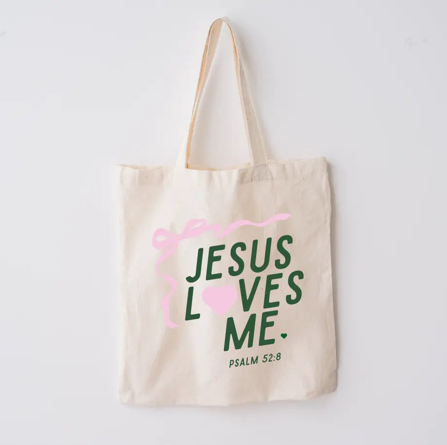 "jesus Loves Me" Ribbon Market Tote