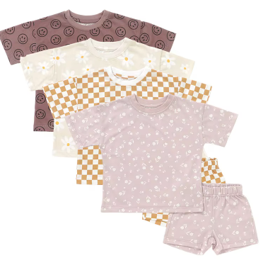 Emoji/smiley Face Short Sleeve Baby Lounge Set
