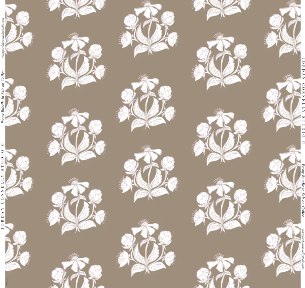 Peony Bundle In Salt On Coffee Fabric Swatch