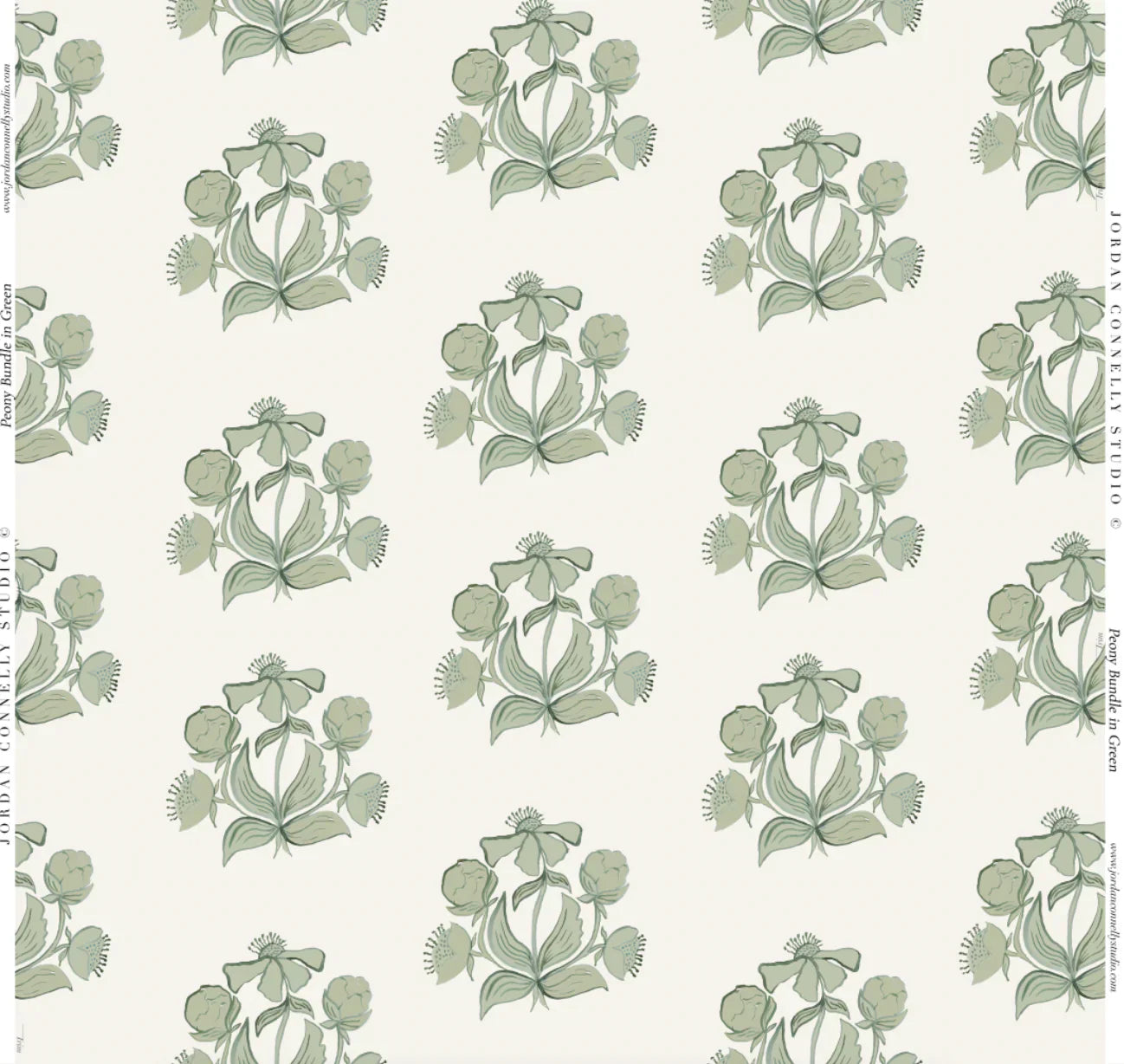 Peony Bundle In Green Fabric Swatch