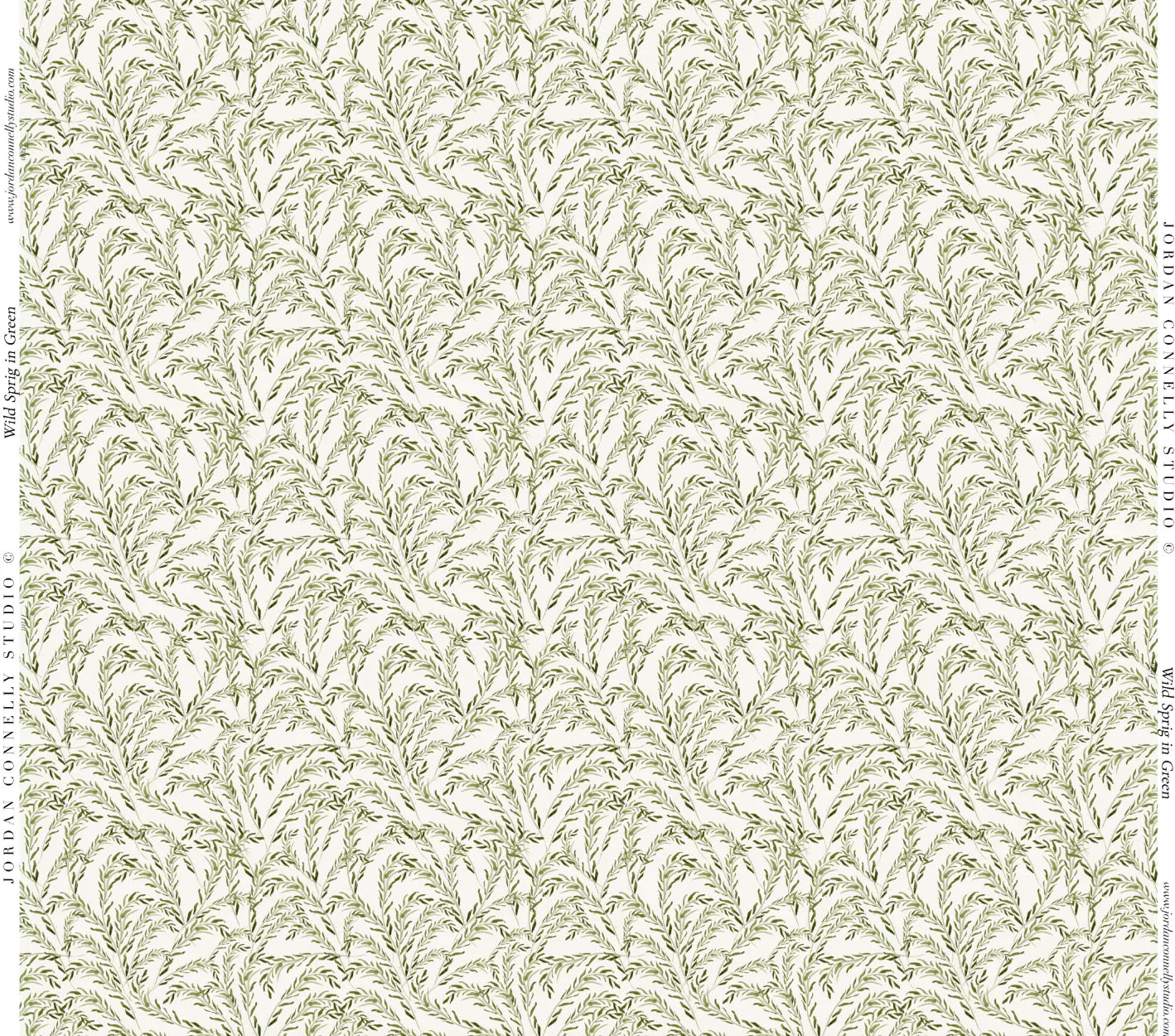 Wild Sprig In Green Fabric Swatch