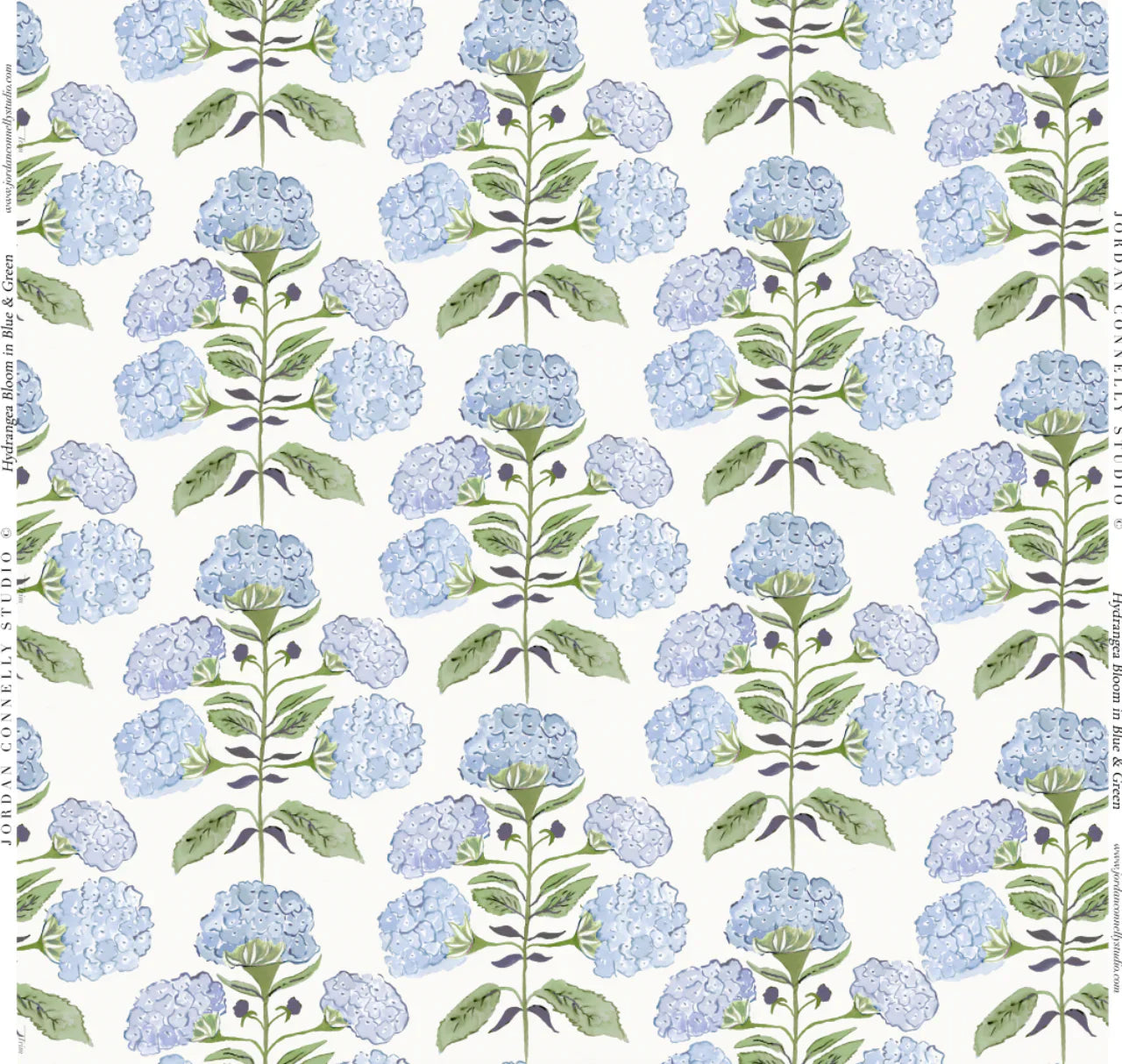 Hydrangea Bloom In Blue & Green- Fabric