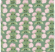 Hydrangea Bloom In Pink On Green- Fabric