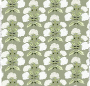Hydrangea Bloom In Garden On Sage Fabric Swatch