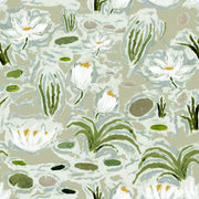 Waterlilies In Green Fabric Swatch