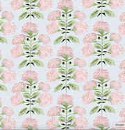 Hydrangea In Blush On Blue- Fabric