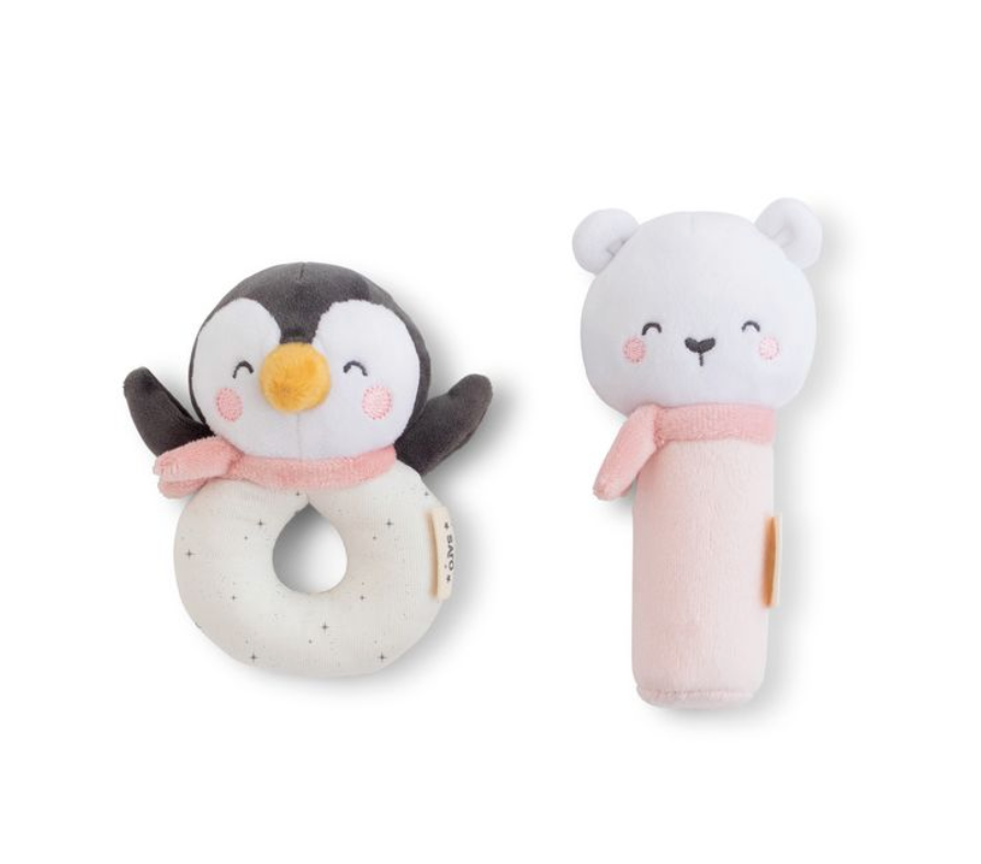 Polaris ”Dusty Pink" Rattle Ring + Squeaker Set
