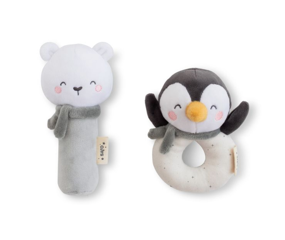 Polaris ”Glacier Grey" Rattle Ring + Squeaker Set